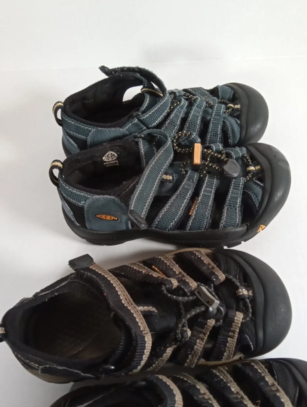 Keens Two Pairs Water Shoes Hiking Outdoors Kids Size 12 Blue N Brown